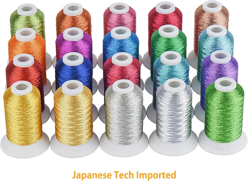 simthread Best 20 Colors Metallic Embroidery Machine Thread Kit 500M(550Y) for Computerized Embroidery and Decorative Sewing - Image 3